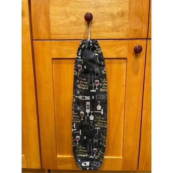 Handmade Plastic Bag Holder- Wine is Cheaper Than a Therapist - Picture 1 of 1
